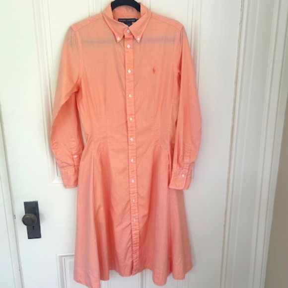 Ralph Lauren Dresses & Skirts - Ralph Lauren Fitted Peach Shirt Dress, Sz 10